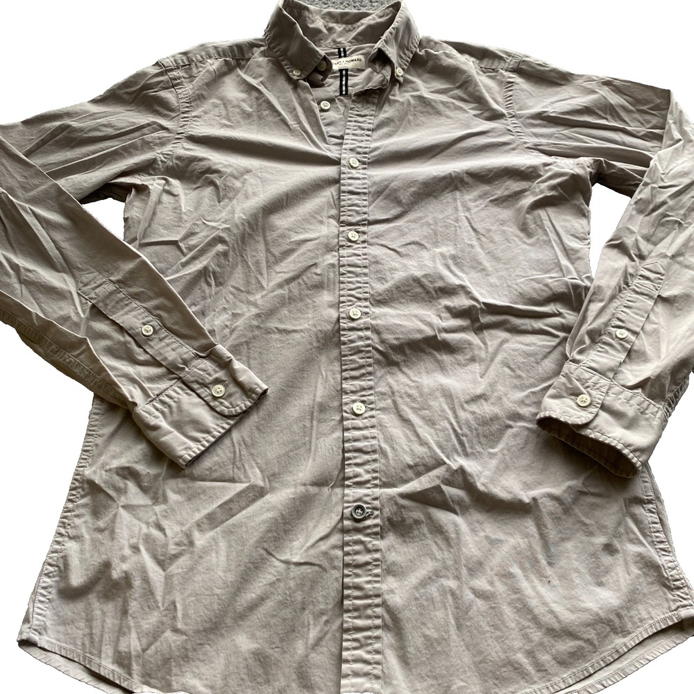 Crosby & Howard Long Sleeve Button Down T-Shirt Grey Mens Size Small Dress Shirt